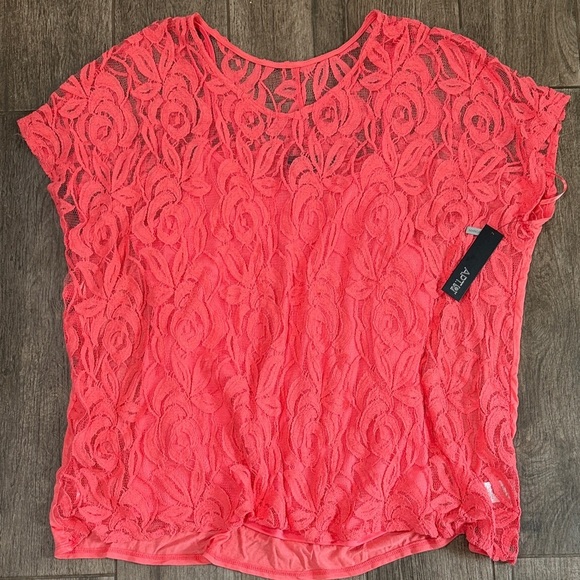 Apt. 9 Tops - NWT Apt. 9 Vibrant Coral Lace Overlay Blouse